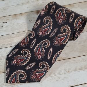 Pierre Balmain Mens Vintage Neck Tie Black Paisley Silk Extra Long Made In Italy